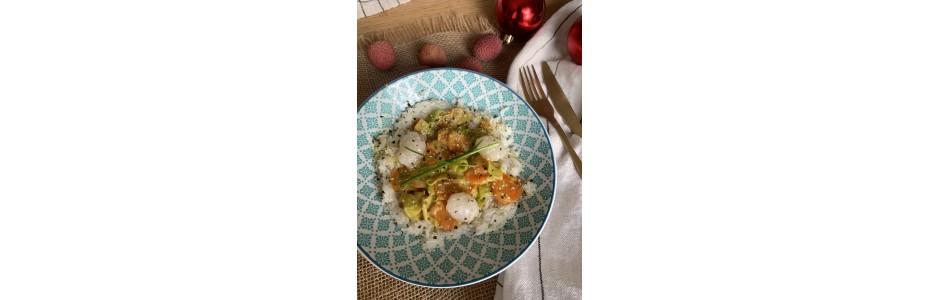 Curry de légumes d'hiver à l’huile de Chanvre, riz basmati et litchis